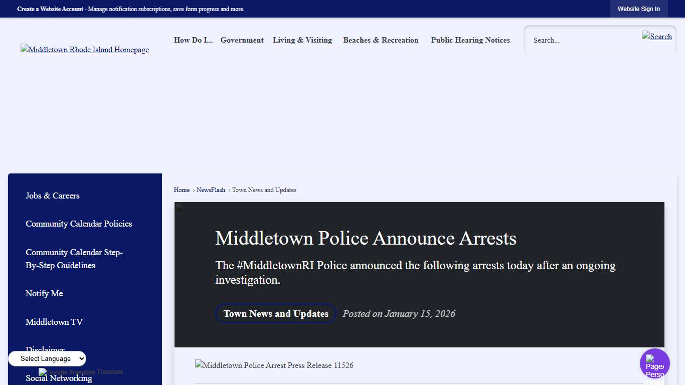 Middletown Police Announce Arrests • Middletown, RI